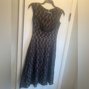 Adrianna Papell Black Lace Midi Dress